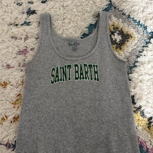 Yacht Club Grey Tank Top with Green Print